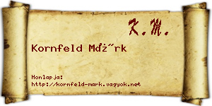 Kornfeld Márk névjegykártya